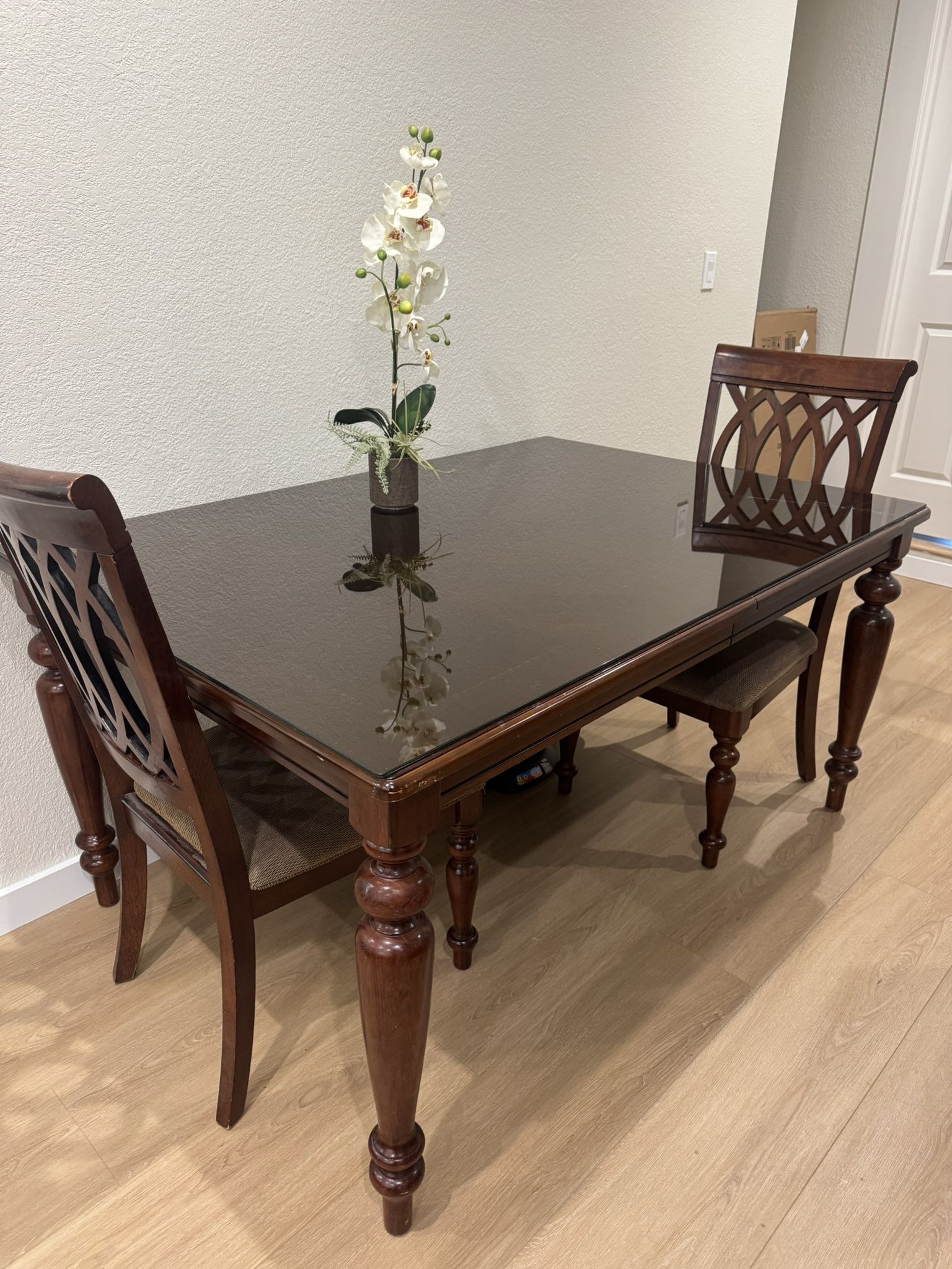 3x5 Wooden Table Plus Four Matching Chairs.