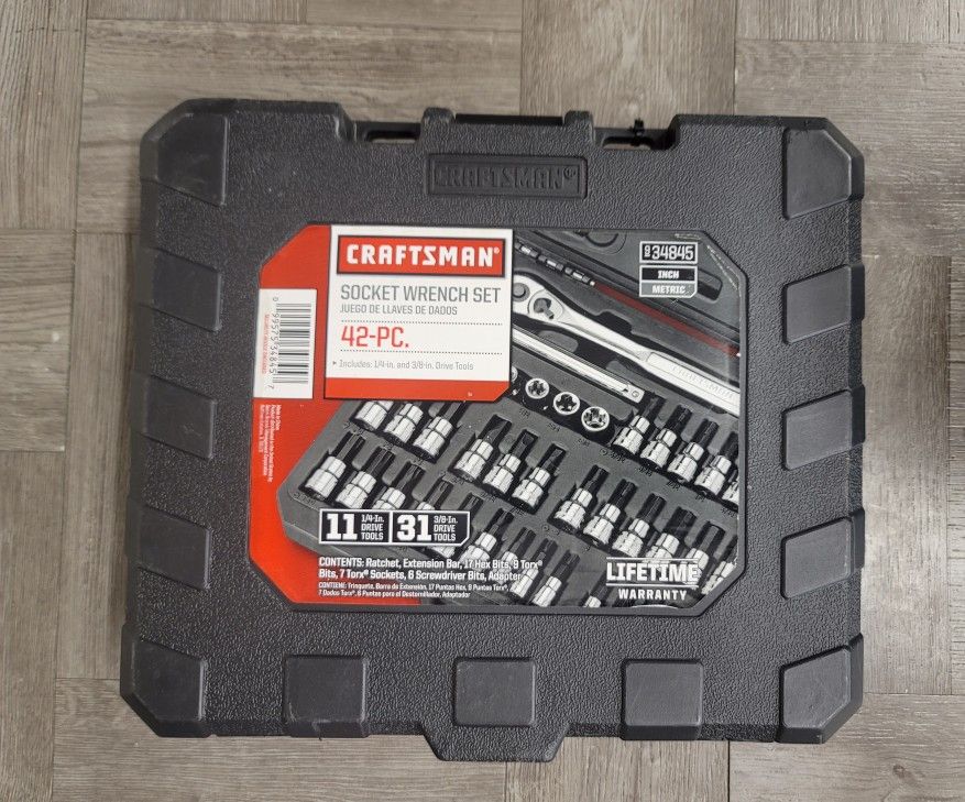Craftsman 99941 42 Piece 1/4 and 3/8-inch Drive Bit and Torx Bit Socket Wrench Set
(BRAND NEW FACTORY SEALED)