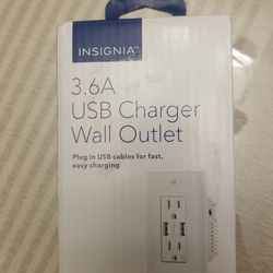 Insignia - 3.6A USB Charger Wall Outlet - White