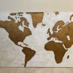 Gilded World Map On Canvas
