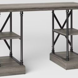 Conway Wood Writing Desk with Storage Gray - Threshold