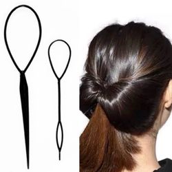 New Set of 2 Black Topsy Tail Style Hair Styling Loop Tools