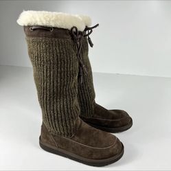UGG 5733 Chestnut Suburb Crochet Womens Brown Tall Knee High Winter Boots Size 8