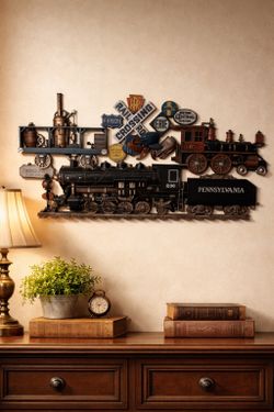Vintage Railroad Train Wall Art – 3D