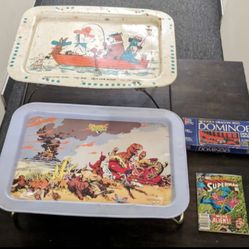 Vintage 70s 80s 90s Kids TV Trays, Toys, Puzzles, Books, and Games.
