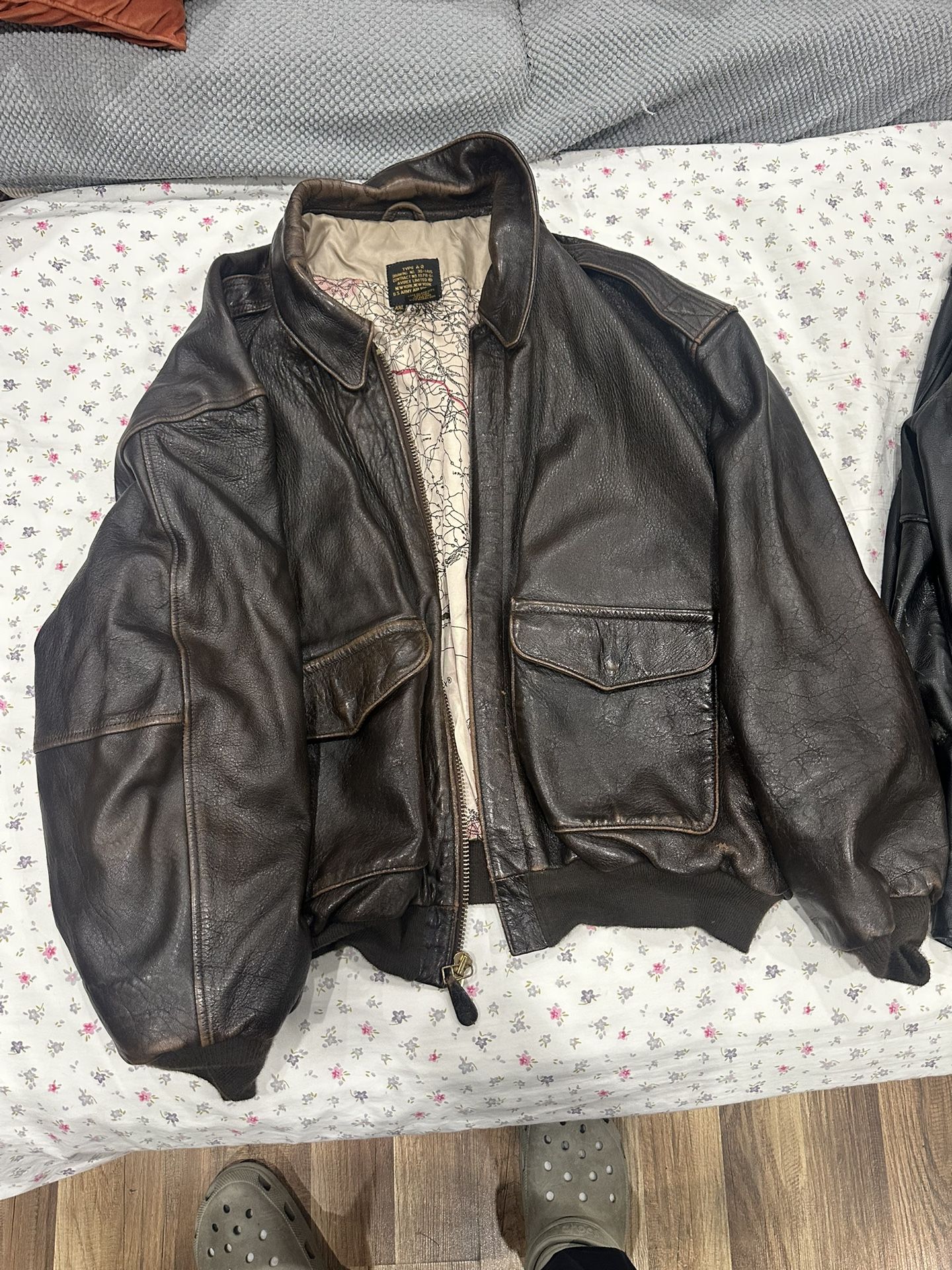 AVIREX Leather Bomber Jacket Size XXL
