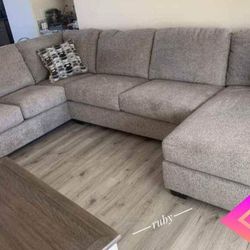 Light Gray U Shape Large Comfy Deep Seating Sectional Couch With Oversized Chaise | Brand New Living Room Set | Dark Gray Color Optional 