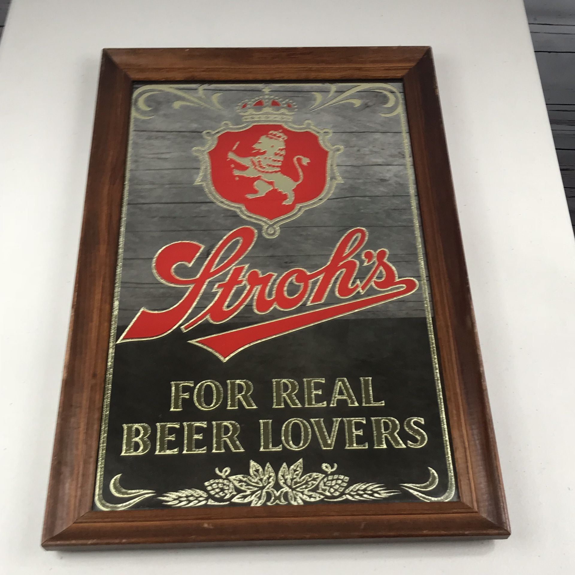 Strohs for real beer lovers mirror sign rare 21x14”