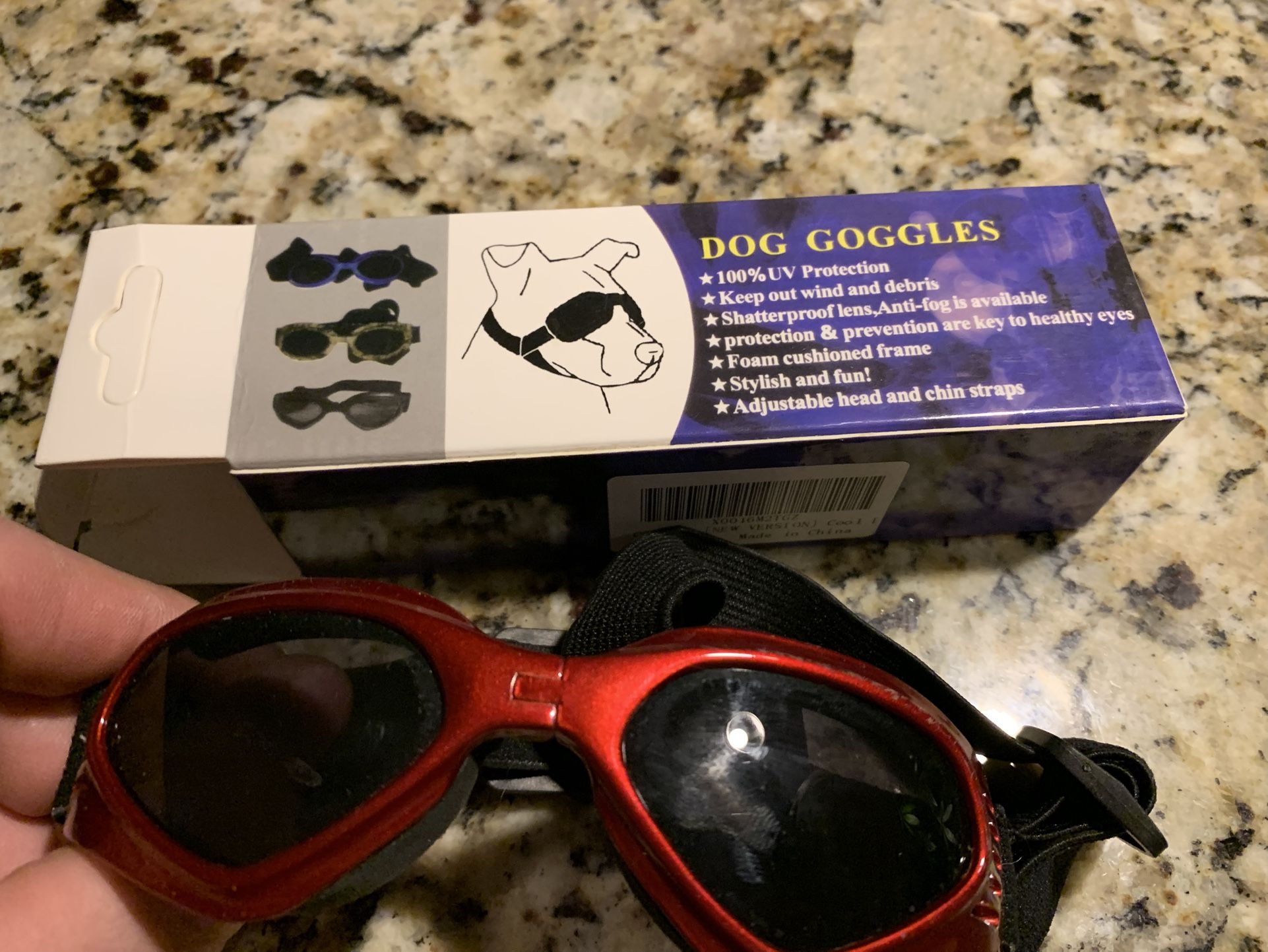 Dog Protective Goggles For Sun & Wind, Adjustable Band & Goggle Front, Has Soft Foam To Not Bother Your Dog Face