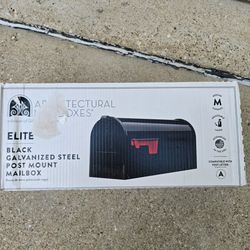 Architectural Mailboxes Elite Black Galvanized Steel Post Mount Mailbox