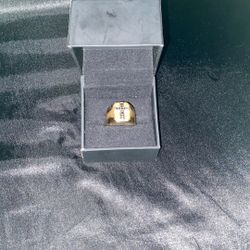 Gold Ring Black Diamond Cross 