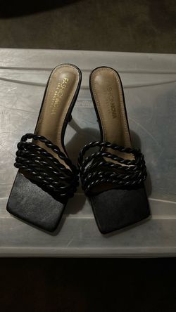 Fashion Nova Black Braided Strap Heeled Mules