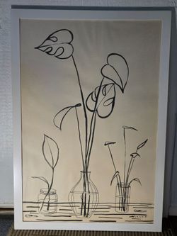 Minimalist Plant Black & White Print 39x37"