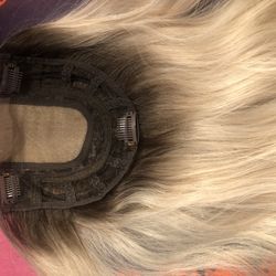 Wheat Honey Blonde ombre Human Hair topper 16 Inch / Cabello Humano 