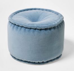 Cotton Velvet Pouf Blue - Threshold™ designed with Studio McGee