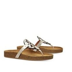 Tory Burch  Miller Cloud Metallic Goat Leather/Cork Sandal Size 8 