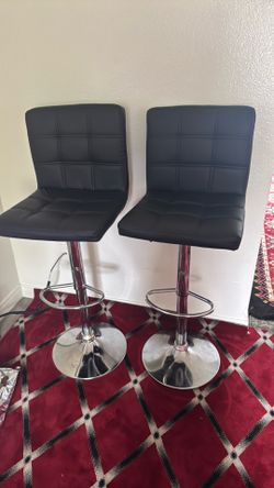 2 Black Adjustable Bar Stools - Like New