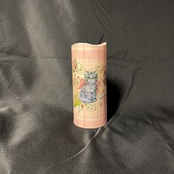 Handmade Collage Original Art, Decoupage & Painted LED tea light candle