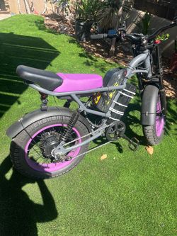 Electric Fat Tire Bike Gray and Purple
