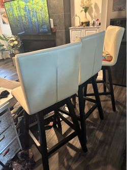 China cabinet, queen size bed 3 swivel leather island or bar chairs, China cabinet, queen size bed