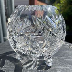 Vintage Hand Cut Crystal Rosebowl