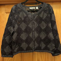 Beautiful  Marisa Christina Crochet Jacket Vintage XL Black color. Beautiful and intricate design. In great condition