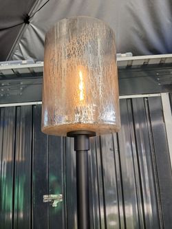 Outdoor Post Light with Textured Glass Shade