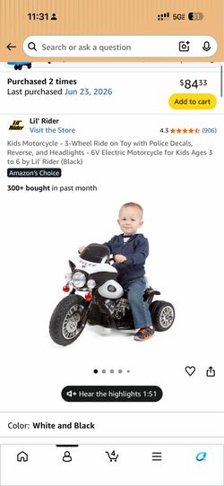 Kids motorcycle toy