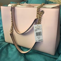 Pink/Blush-Michael Kors Large Tote w/chain straps