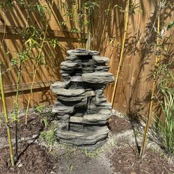 Resin Rock 4 Level Lighted Garden Water Fountain 