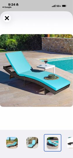 Costway (contact info removed)4 Patio Folding Adjustable Rattan Chaise Lounge Chair with Cushion-Turquoise