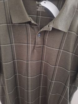 Men's Plaid Short Sleeve Polo Shirt XL