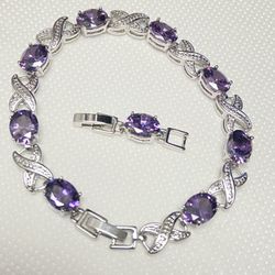 Bracelet Purple Austrian Crystal .925 Sterling Silver 