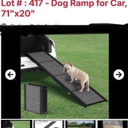 PORTABLE, FOLDABLE 71” LONG PET RAMP … EASILY FOLDS  INTO A SQUARE FOR STORAGE. 
