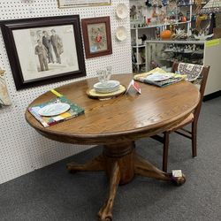 Table Oak Antique Restored 48” Round Claw Foot