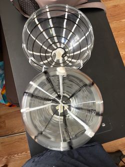Clear Glass Bowl and vase with black and white stripes