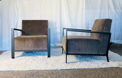 Room & Board Zinc Lounge Chairs (2) Pair Velvet Steel Frame FREE DELIVERY