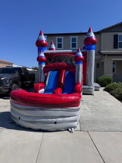Red and Grey bounce house