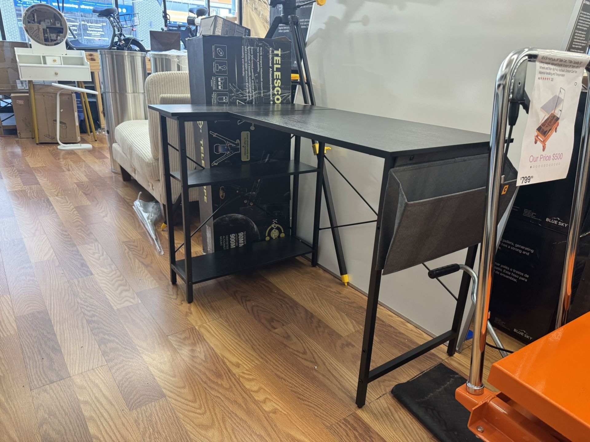 Black L-Shaped Desk With Shelves