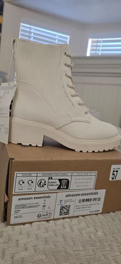 Combat white women boots