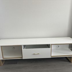 White & Gold LED TV Stand 