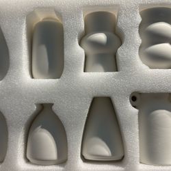 8 White Ceramic Bud Vases By Parlamain 