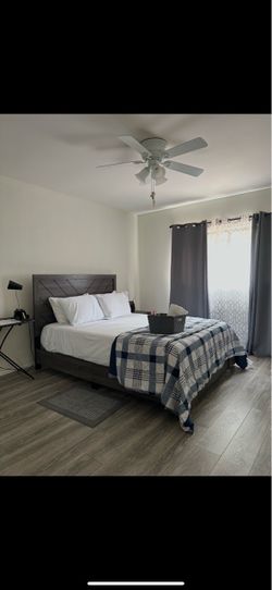 Queen bed with mattress and headboard
