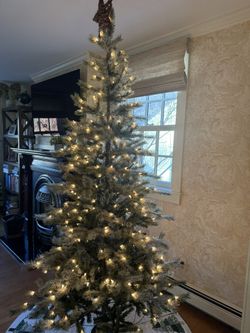 7ft Flocked Prelit Christmas Tree