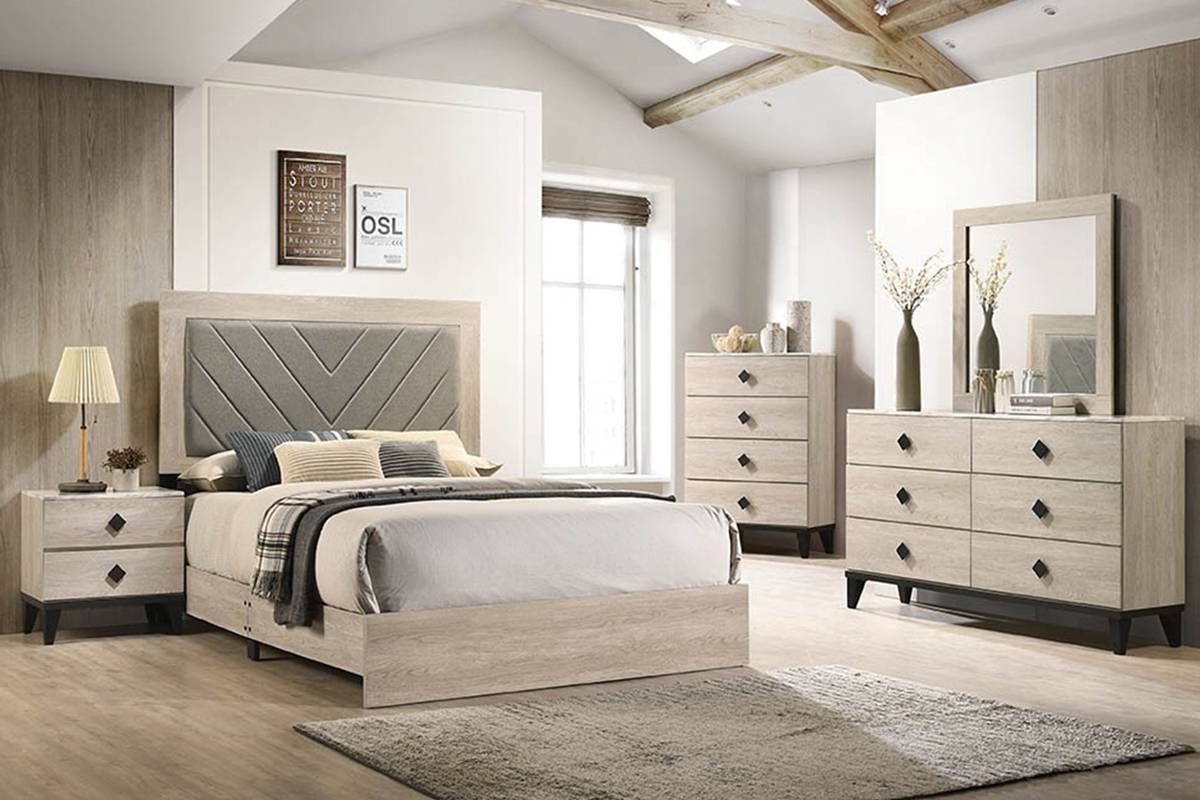 4 PIECE NATURAL GRAY TONES BEDROOM SET-HOME DECOR ACCENT PIECES