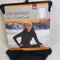 Climate Right By Cuddl Duds Base Layer Mock Thermal Womens Medium Black 
