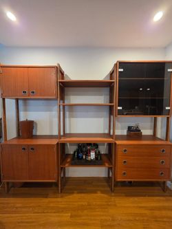 Mid Century Modern Wood Wall Unit Storage