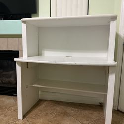 White Wood Gamer Desk With Shelves 
