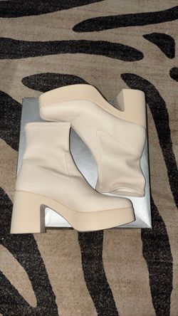 Cream Platform Ankle Boots Size 8 Women’s