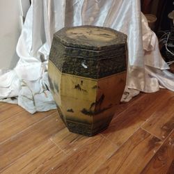 Antique Finish  Painted Rice-tea Barrel Side Table